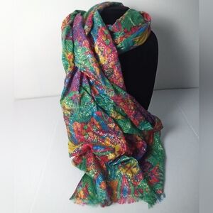Patricia Nash Tropicana Scarf Large Colorful Gold Metallic